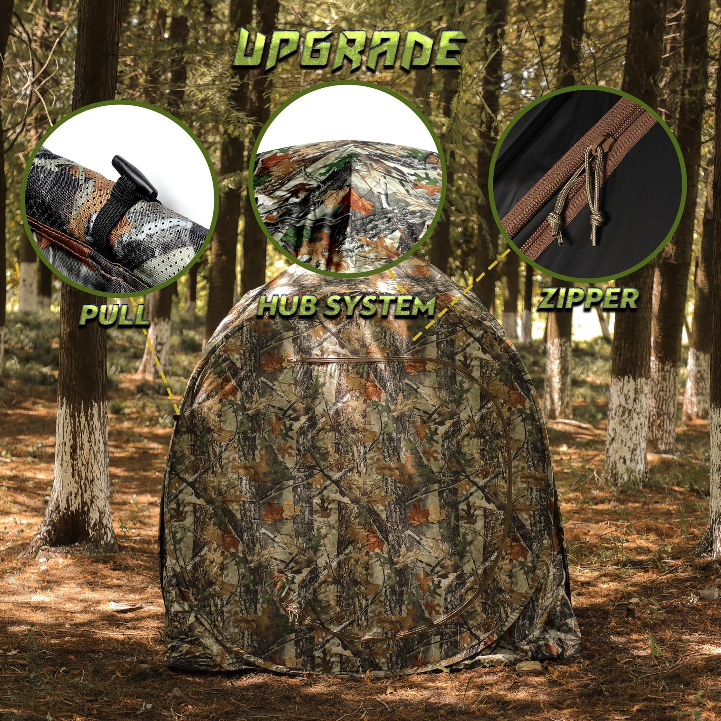 Lenotos Pop-Up Hunting Ground Blind with 270° See Through, Lightweight 1-2 Person Hunting Blind with Carrying Bag, 4-Panel Spring Steel, for Deer, Turkey Duck Hunting, Bow Hunting