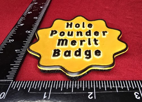 Hole Pounder Merit Badge PVC Cornhole Patch/Badge with Hook Backing and Extra Loop Material Included for Bag/Backpacks/Clothing/Hats Funn Cornhole Patches for Backpacks or case Bags