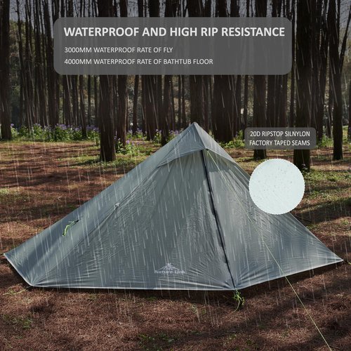 Nature Link Altair One Ultralight Backpacking Tent, 1 Person Trekking Pole Tent, Waterproof, Compact, 3 Season, Double Wall Shelter for Backpacking, Camping, Thru Hiking, Trekking