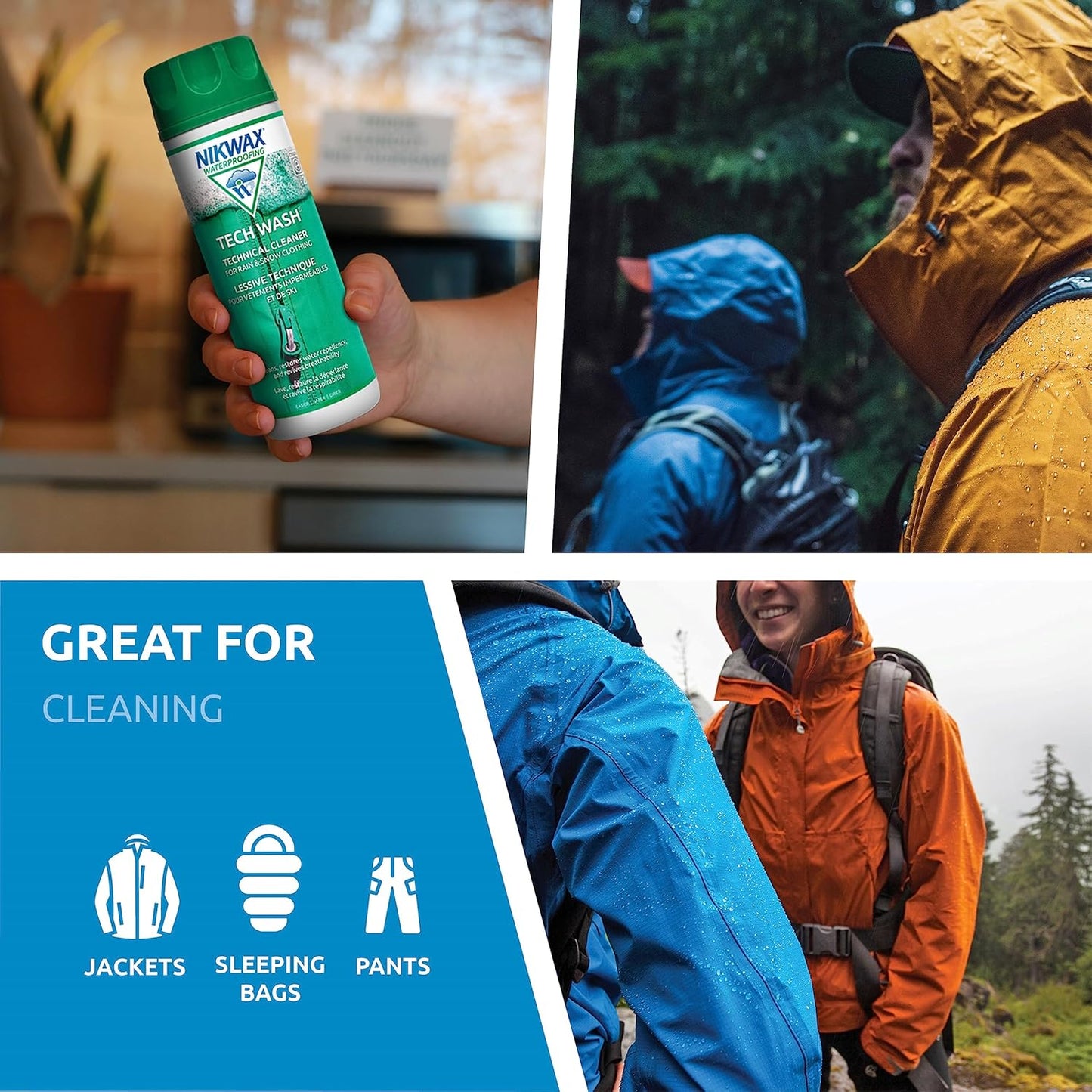 Nikwax Tech Wash,10 fl. oz., Nikwax Tech Wash Technical Cleaner for Jackets and Outerwear, Restores Waterproofing in Rain, Ski, and Snow Gear, Safe for Gore-Tex and DWR