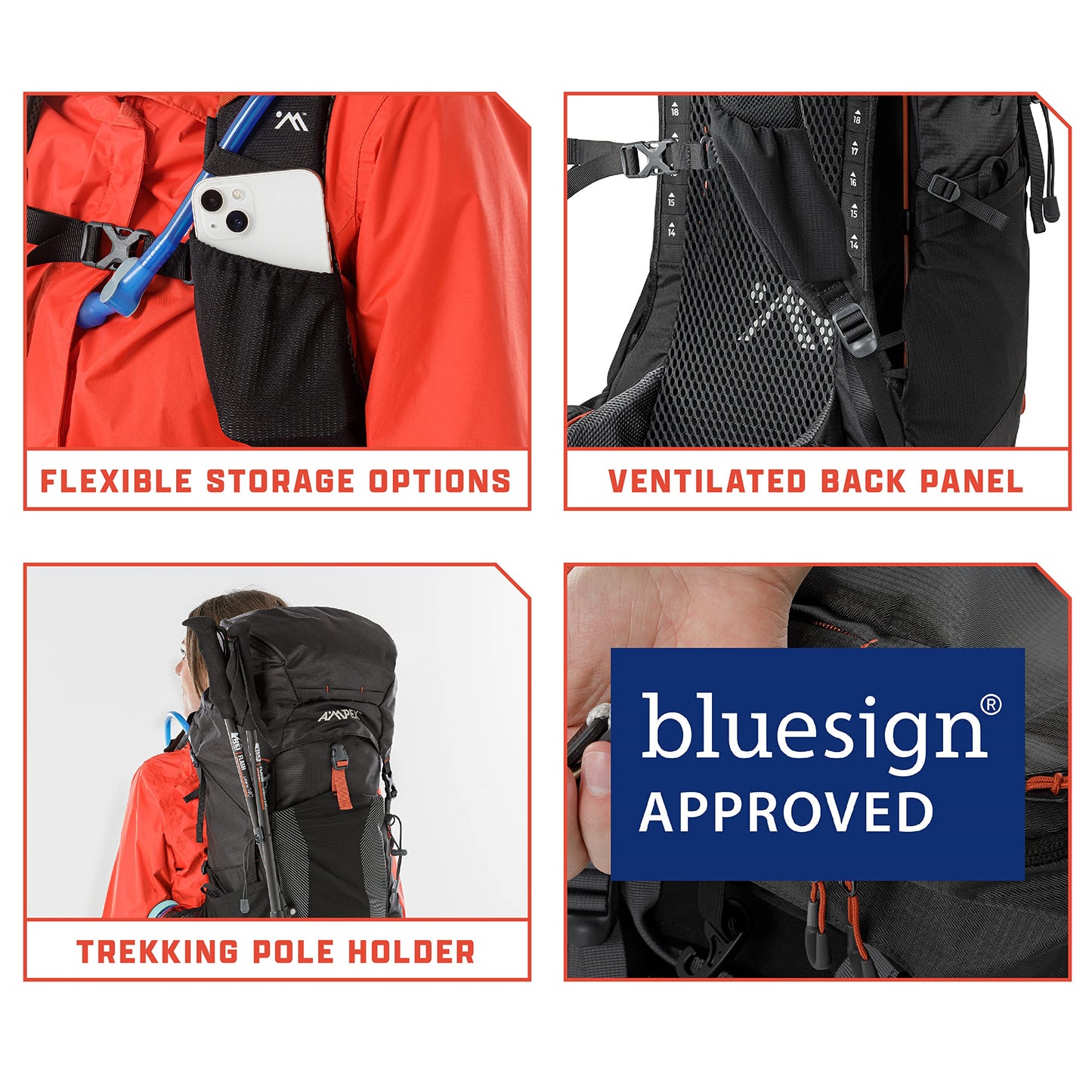 AMPEX Hiking Backpack | Camping Essentials Lightweight Backpack for Men & Women, Travel Bag for Backpacking, Camping, Hunting and More (35 Liter)