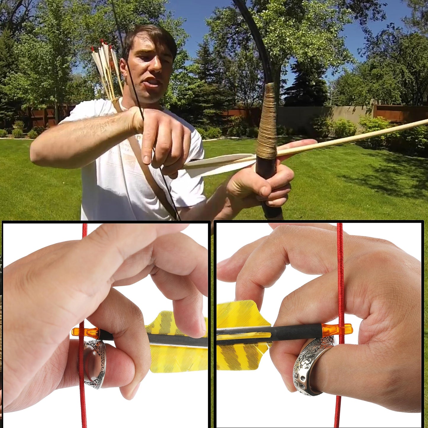 AMEYXGS Archery Thumb Ring Handmade Brass Finger Protector Thumb Protector Ring for Outdoor Archery Hunting Accessories Finger Tab (24#)