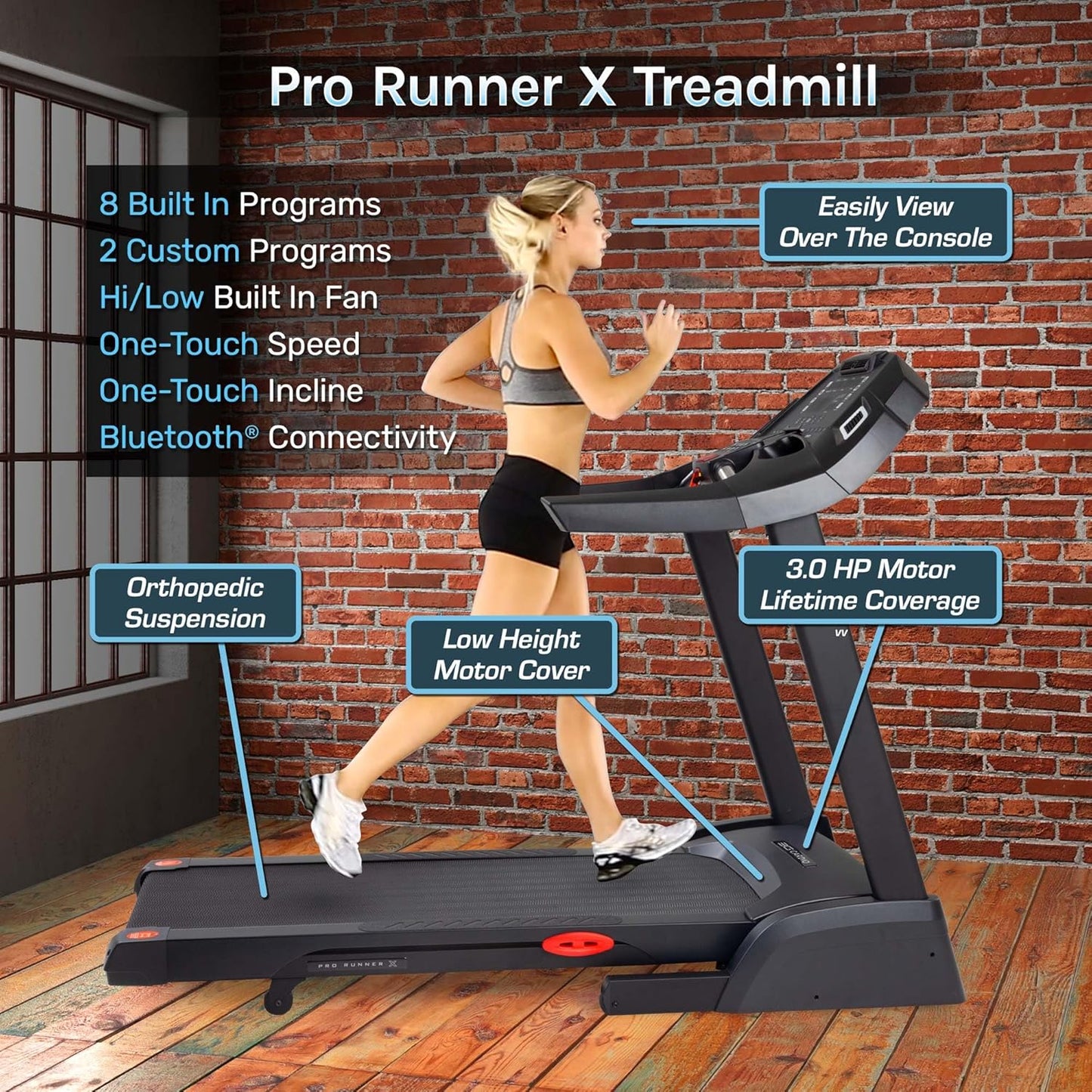3G Cardio Pro Runner X Treadmill - Heavy Duty, Bluetooth, Foldable, 350 lb Capacity