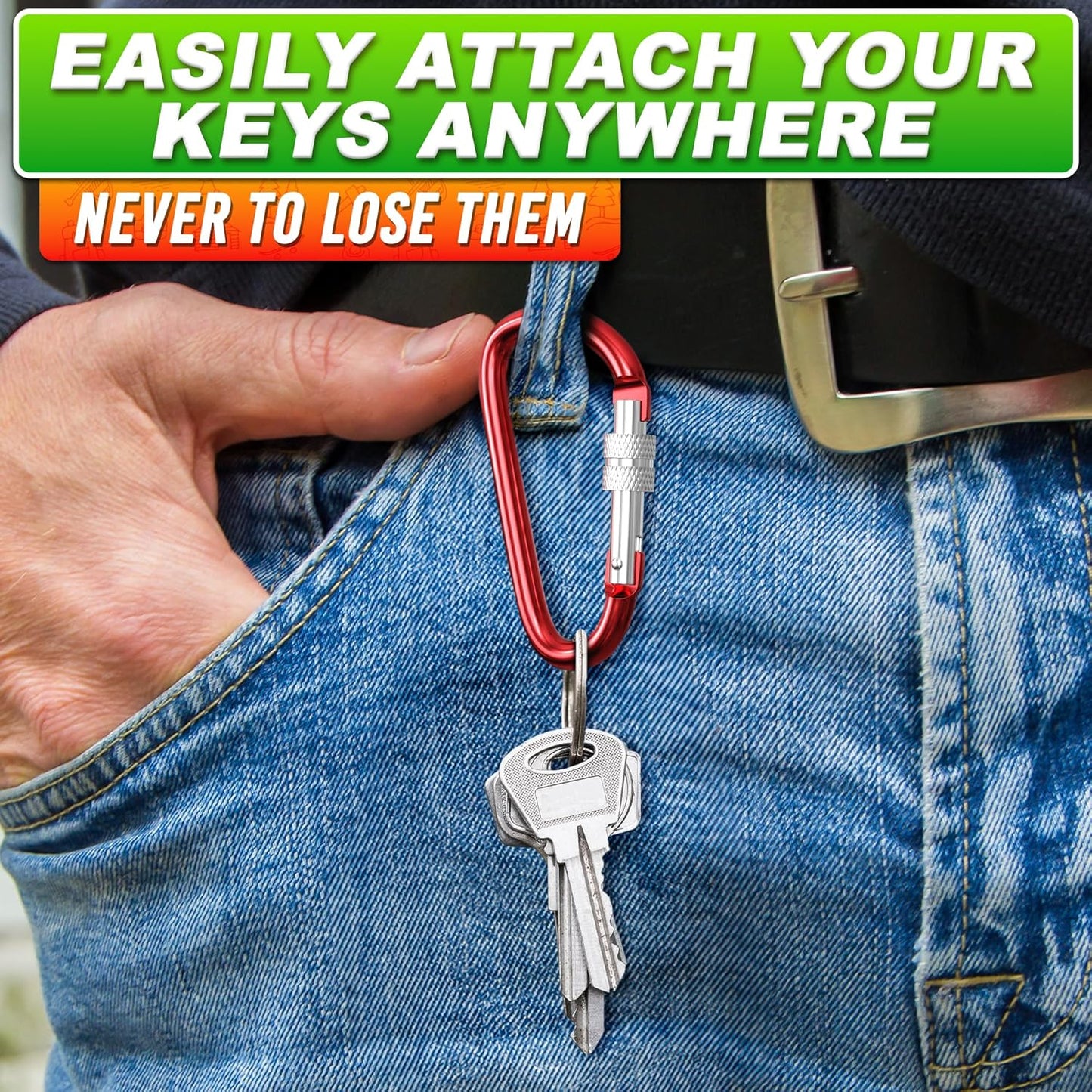 3 Inch Carabiner Clip with Screw Lock - 10 PCs Aluminum Locking Carabiner Clip, Multicolor (Red, Orange, Purple, Blue, White) D Ring for Backpack, Lightweight & Easy to Use, Cool for Camping & Hiking