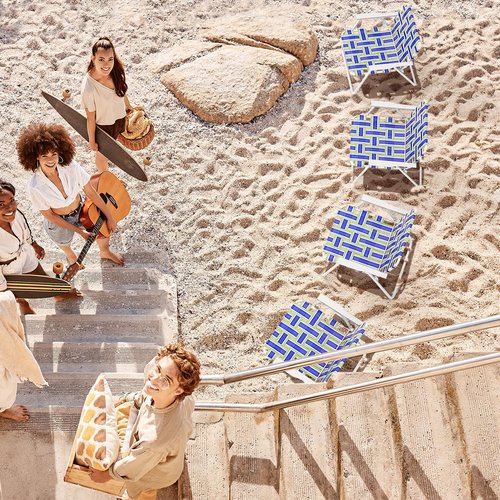 Giantex 4-Pack Beach Chairs for Adults, Camping Chair with Steel Frame, Lightweight Folding Directors Chairs for Outdoor Webbing Patio, Fishing, Yard, Poolside Lawn Chairs Set of 4 (Blue)