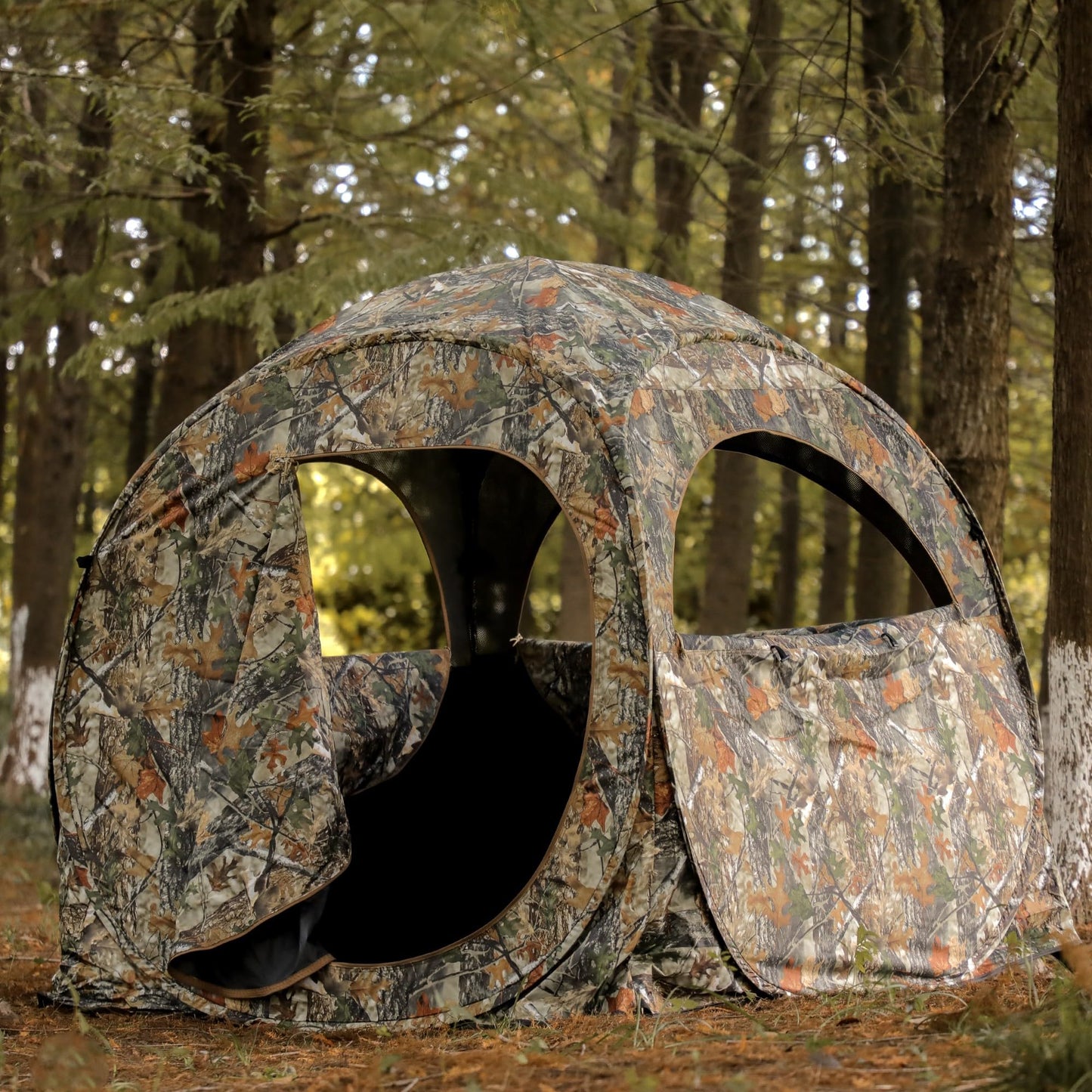 Lenotos Pop-Up Hunting Ground Blind with 270° See Through, Lightweight 1-2 Person Hunting Blind with Carrying Bag, 4-Panel Spring Steel, for Deer, Turkey Duck Hunting, Bow Hunting