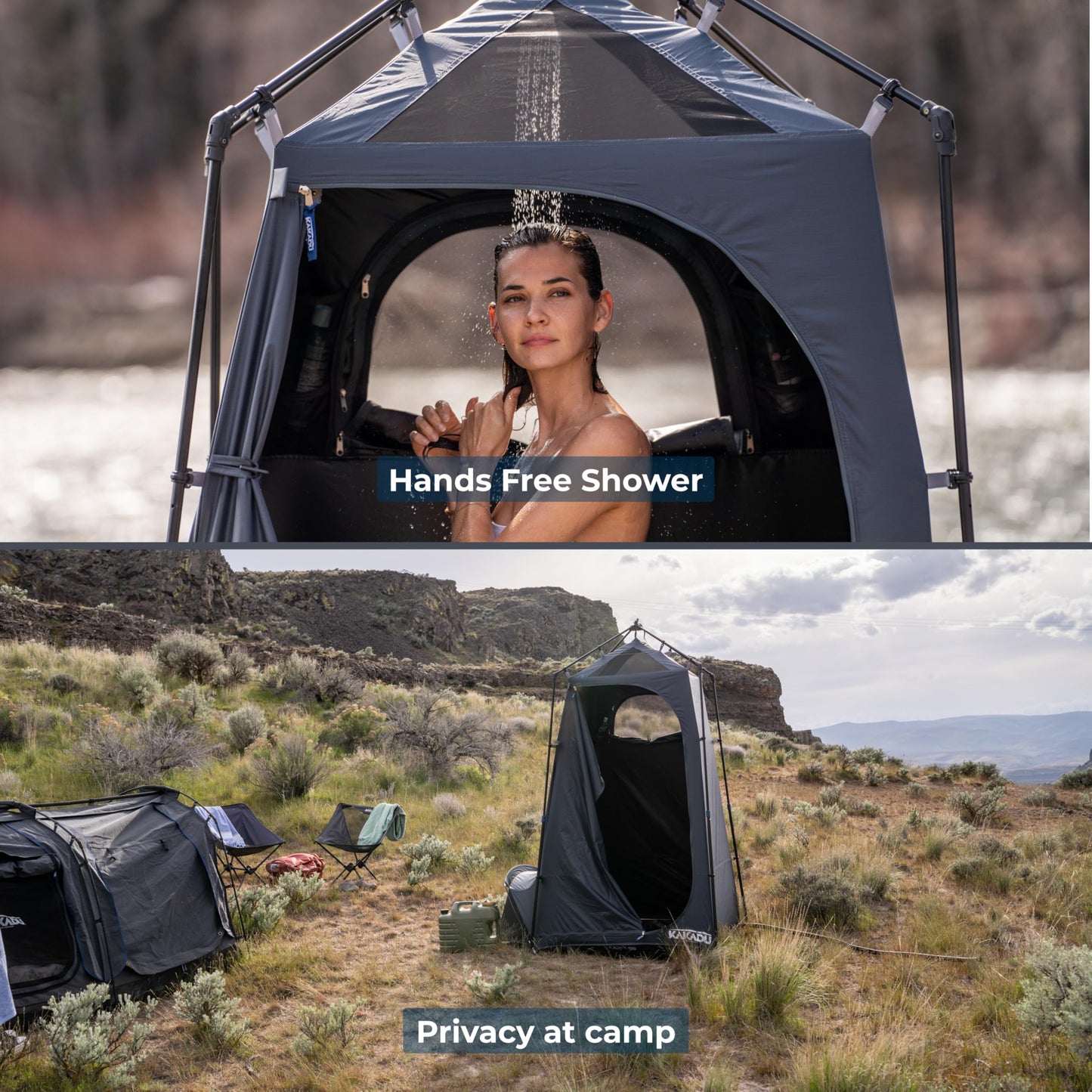 Kakadu Outback Shower Tent, Portable Privacy Shelter, Outdoor Camping Toilet Tent, Changing Room, Sturdy, Easy Setup - with LED Light, Carry Bag, Towel Rod
