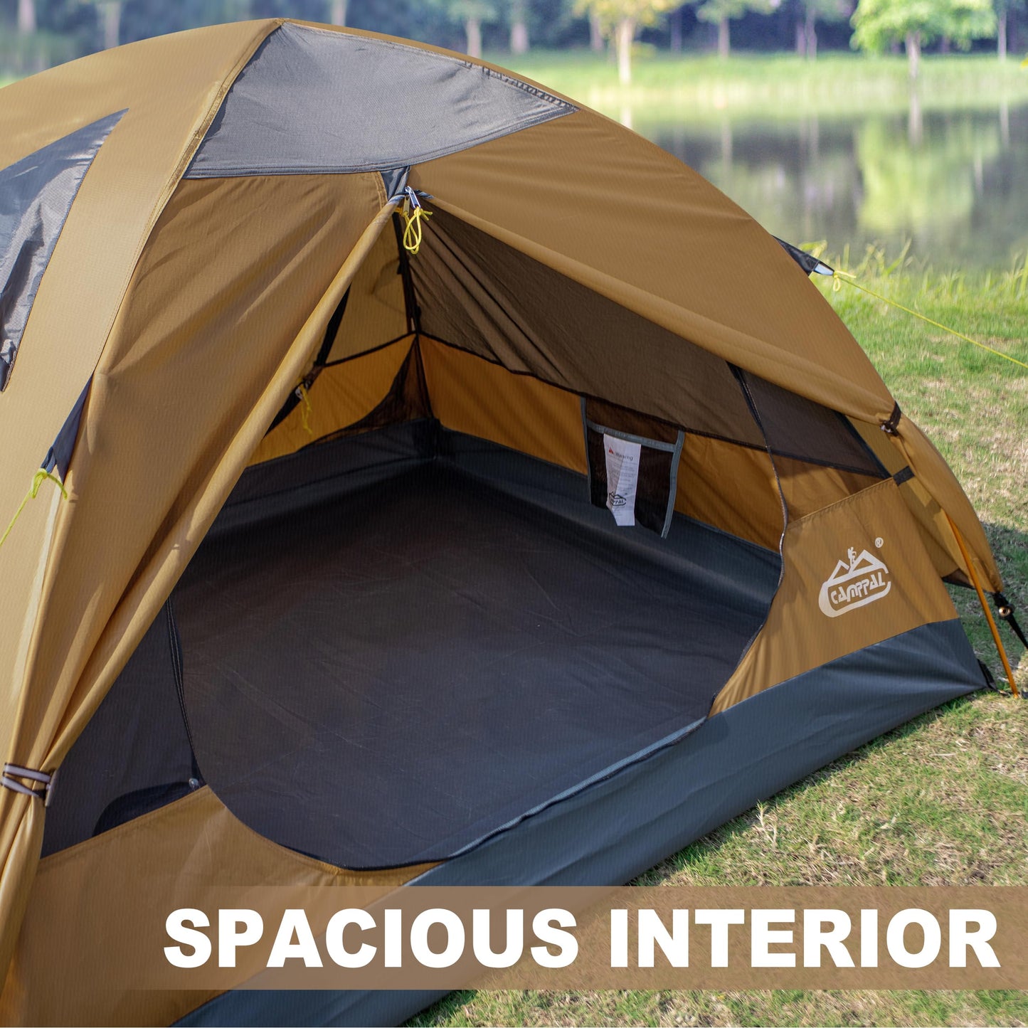 2 Person Backpacking Tent, Waterproof Windproof Two Person Tent, Lightweight Easy Setup 2 Man Tent for Camping, Hiking, Biking, Cycling, Motorbiking, Mountaineering - Khaki