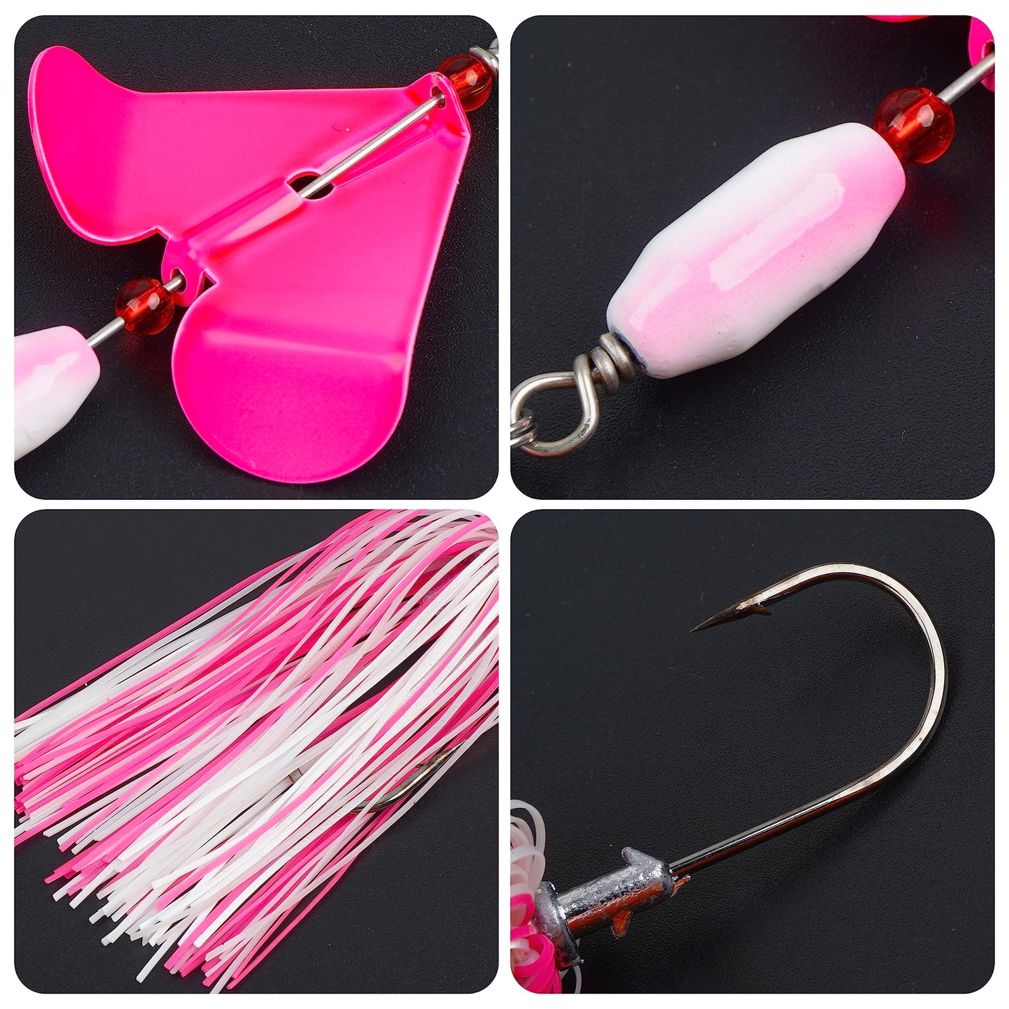 Spinnerbait Fishing Lures Kit Set, 6pcs Bass Fishing Buzzbait Multicolor Bass Trout Salmon Metal Spinner Baits Swim Jigs Freshwater Saltwater Fishing
