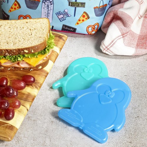 Cool Coolers Slim Ice Packs for Kids Lunch Boxes - Reusable Multicolored Set of 4 (Penguin)
