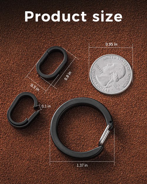 FEGVE Round Keychain Carabiner Clip with Titanium Mini Connecting Key Chain Rings for EDC