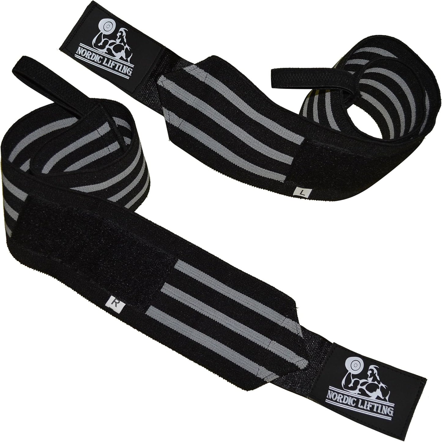 Nordic Lifting Wrist Wraps Super Heavy Duty (1 Pair/2 Wraps) 24" Support for Weight Lifting | Powerlifting | Gym | Cross Training- Weightlifting Thumb Loop - Men & Women