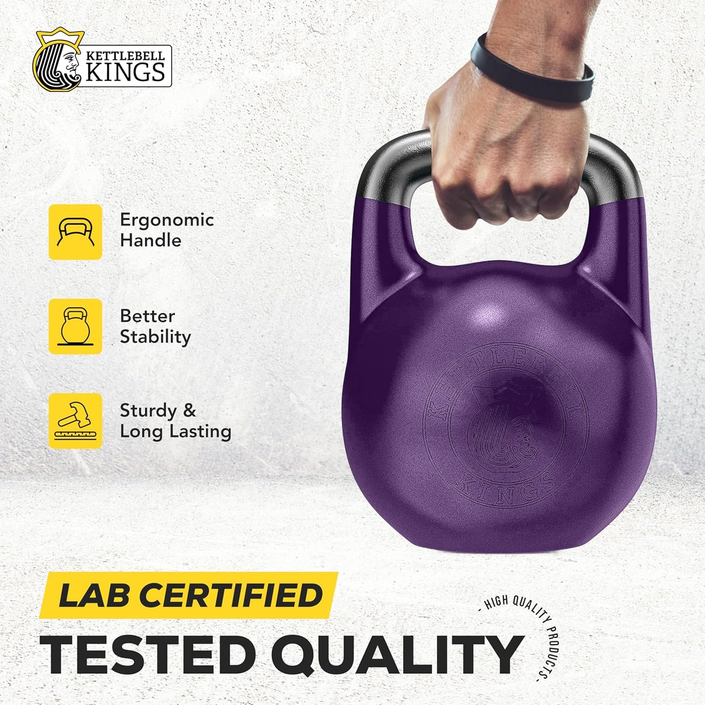 Kettlebell Kings Competition Kettlebells Weight (35mm handle) 8-48 KG | Hand weights Workout Gym Equipment & Strength training sets for Women & Men for Home Gym | Suitable for High Repetition Workouts