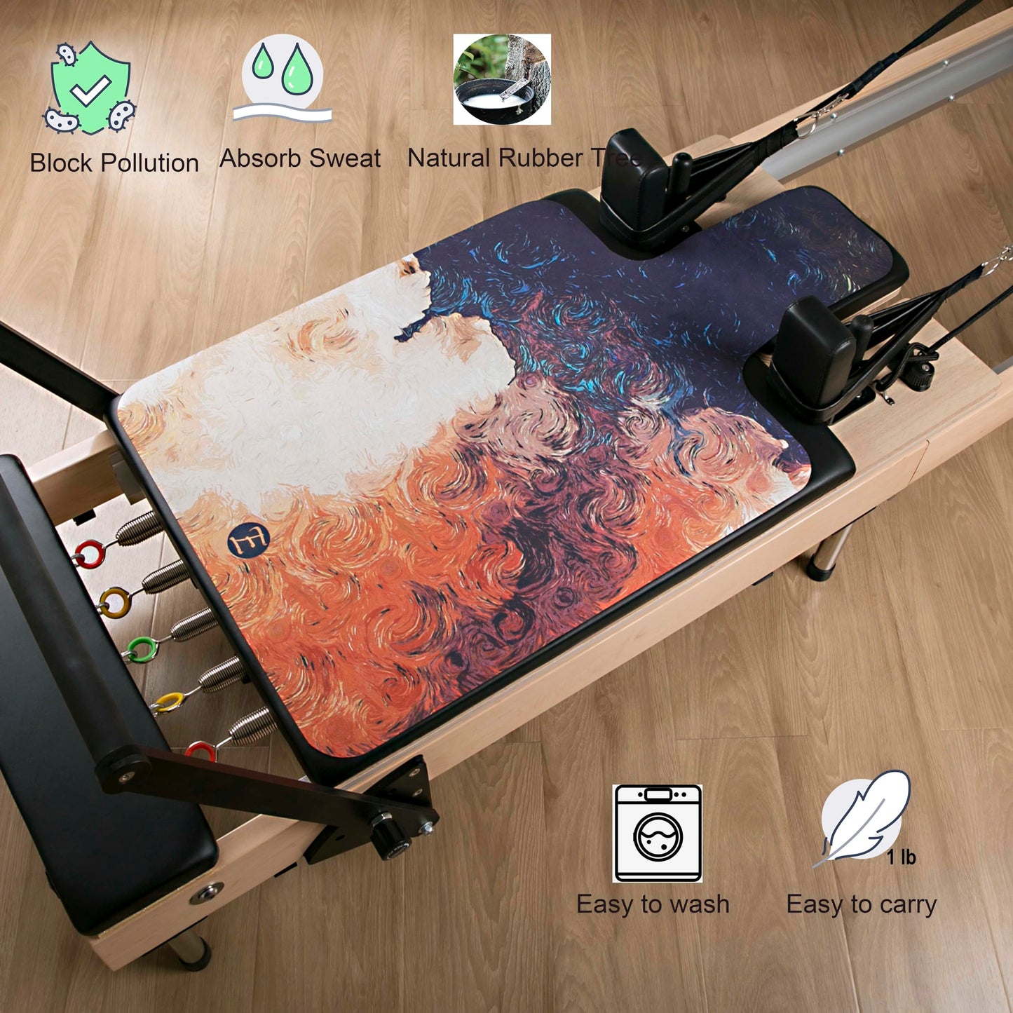 Echome Pilates Mat and Towel with Shoulder Support - Non-Slip, Lightweight and Easy to Clean - Portable Exercise Mat