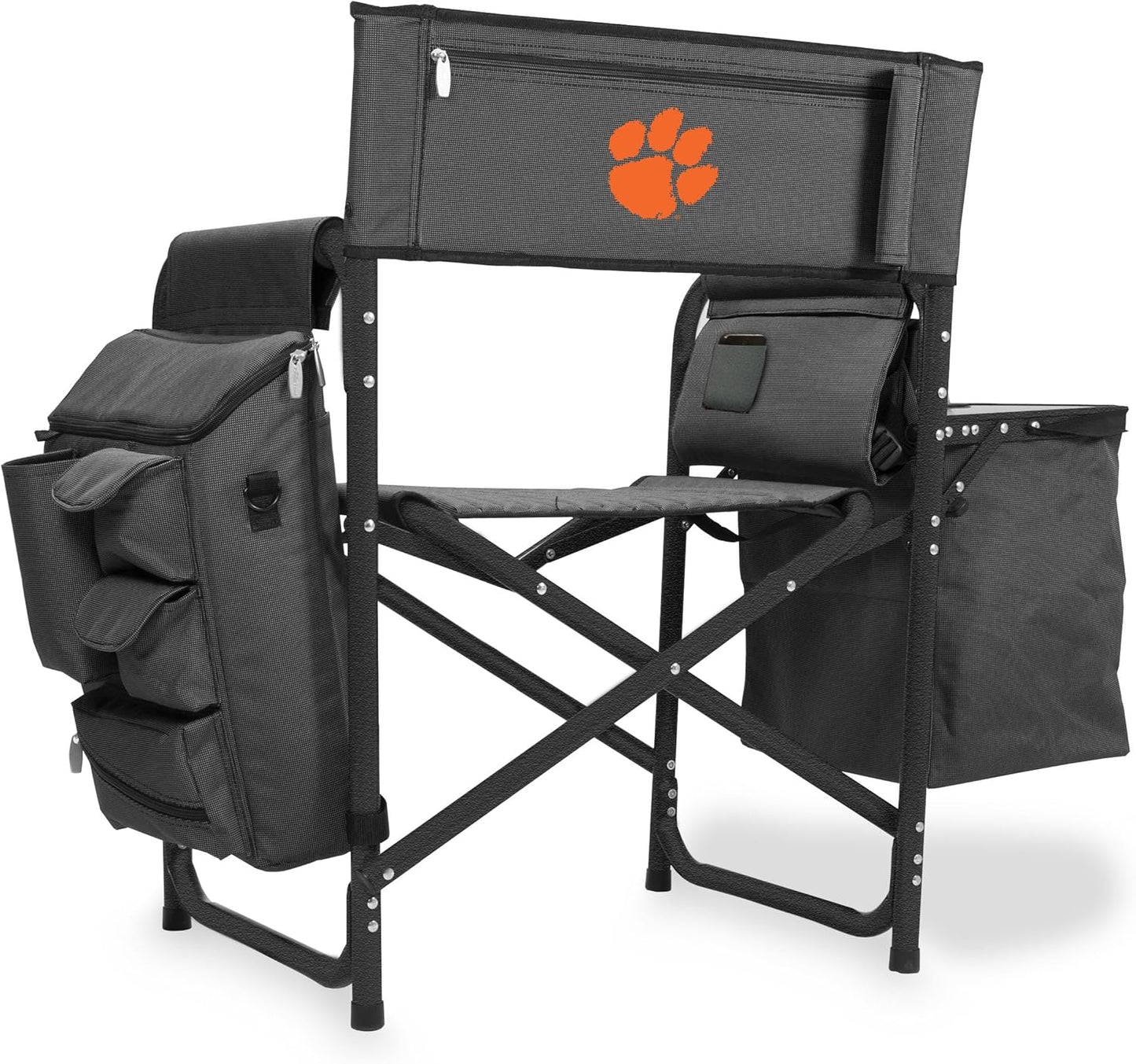PICNIC TIME NCAA Clemson Tigers Fusion Camping Chair with Side Table and Soft Cooler - Beach Chair for Adults - Lawn Chair