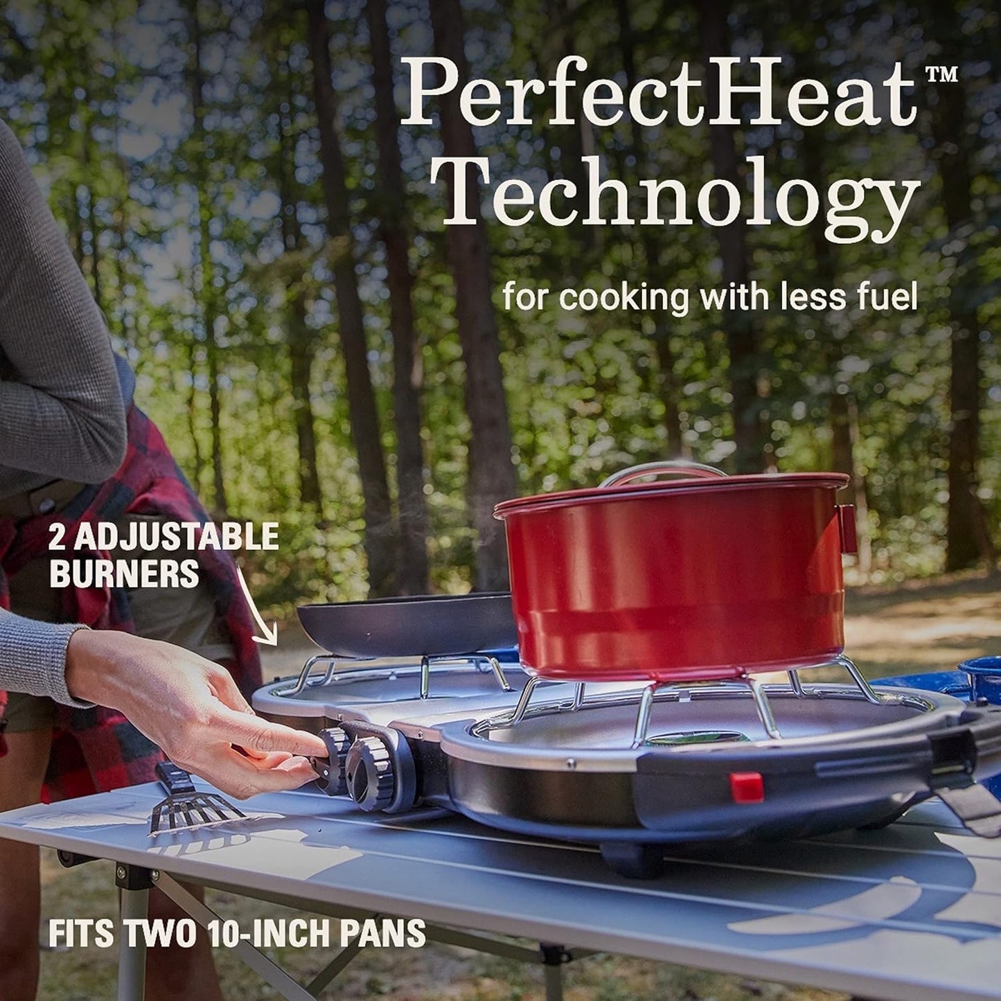 Coleman Fold ‘N Go 2-Burner Propane Stove, Dual Adjustable Burners with 20,000 BTUs of Power & InstaStart Ignition, Great for Camping, Tailgating, Grilling, & More