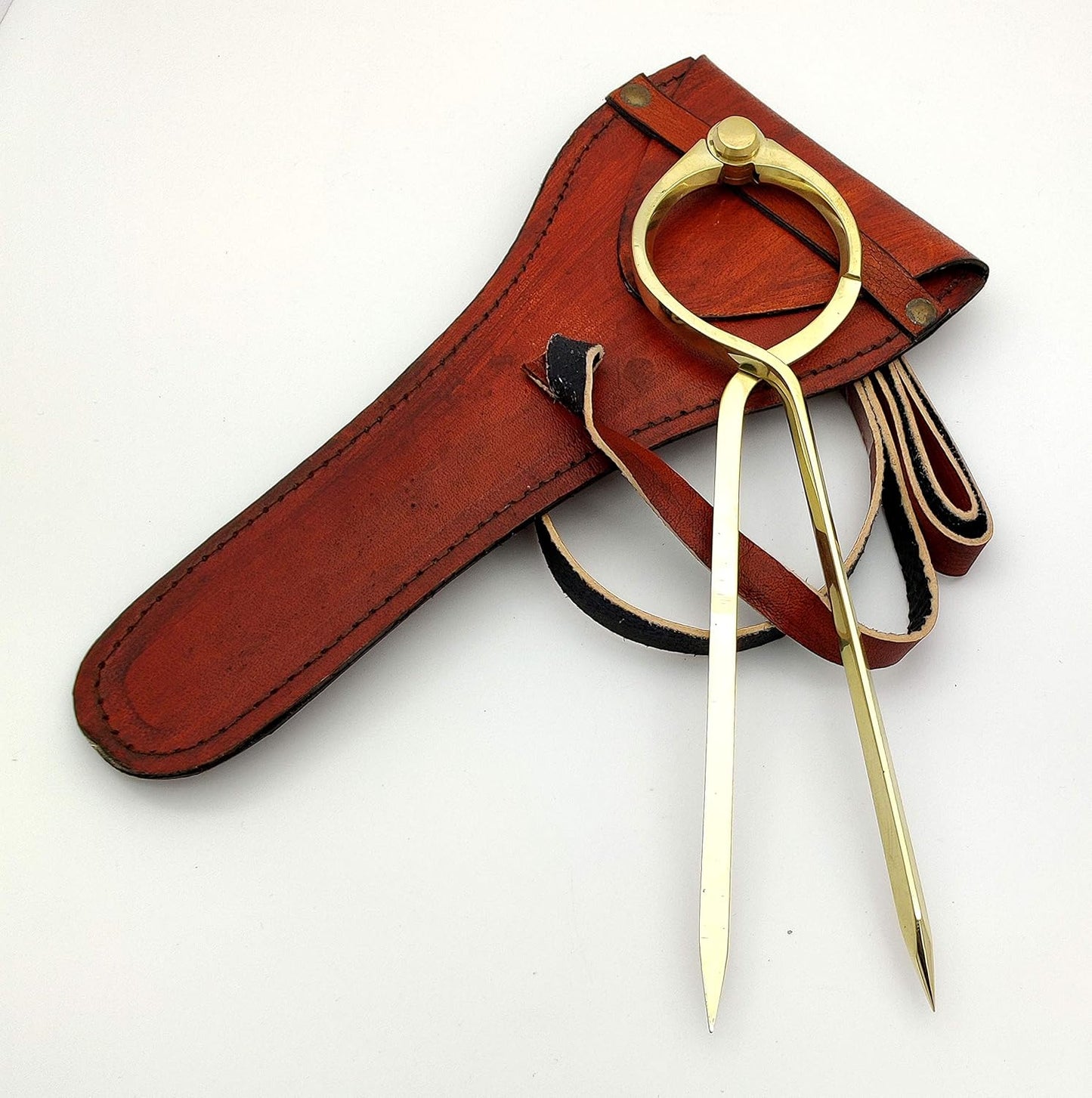 5MoonSun5's Vintage Navigation Straight Pattern Artist Divider Solid Brass Drawing Tool Professional 8” Long Divider Marine Navigation Compass with Handmade Leather case (8 inch Brass tip)