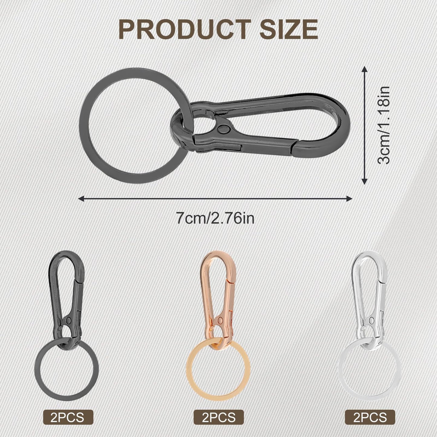 6 PCS Metal Keychain Carabiner Clip for Keys,Heavy Duty Key Rings for Car Keys, Key Chain Hooks Organizer,Key Ring Clips Holder for Men, Mini Carabiner Keychain Hook, Car Keychain for Purse Women