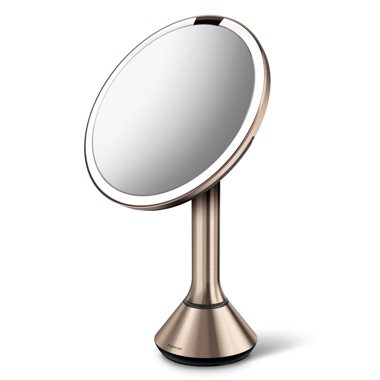 8” Round Sensor Makeup Mirror | Touch-Control Brightness, 5x Magnification, Rose Gold