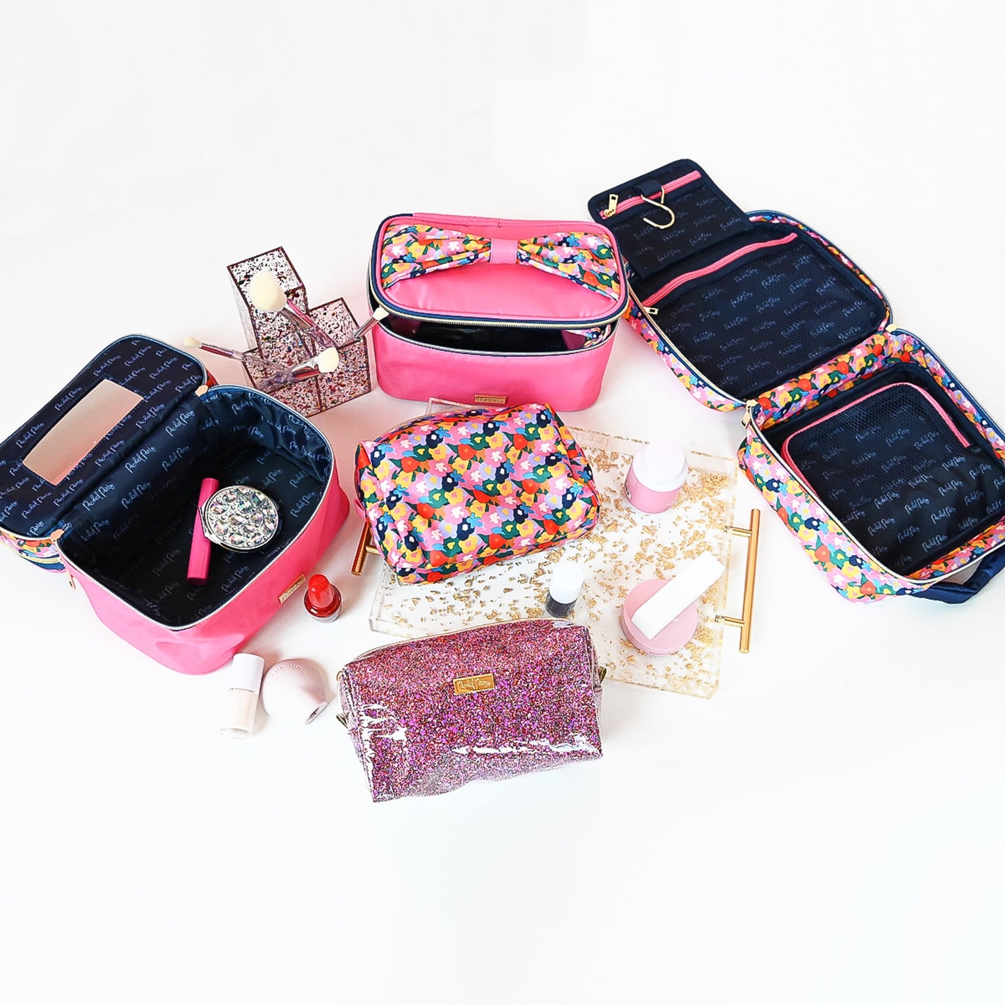 3-Piece Pink Cosmetic Bag Set | Stylish & Portable Makeup Organizer