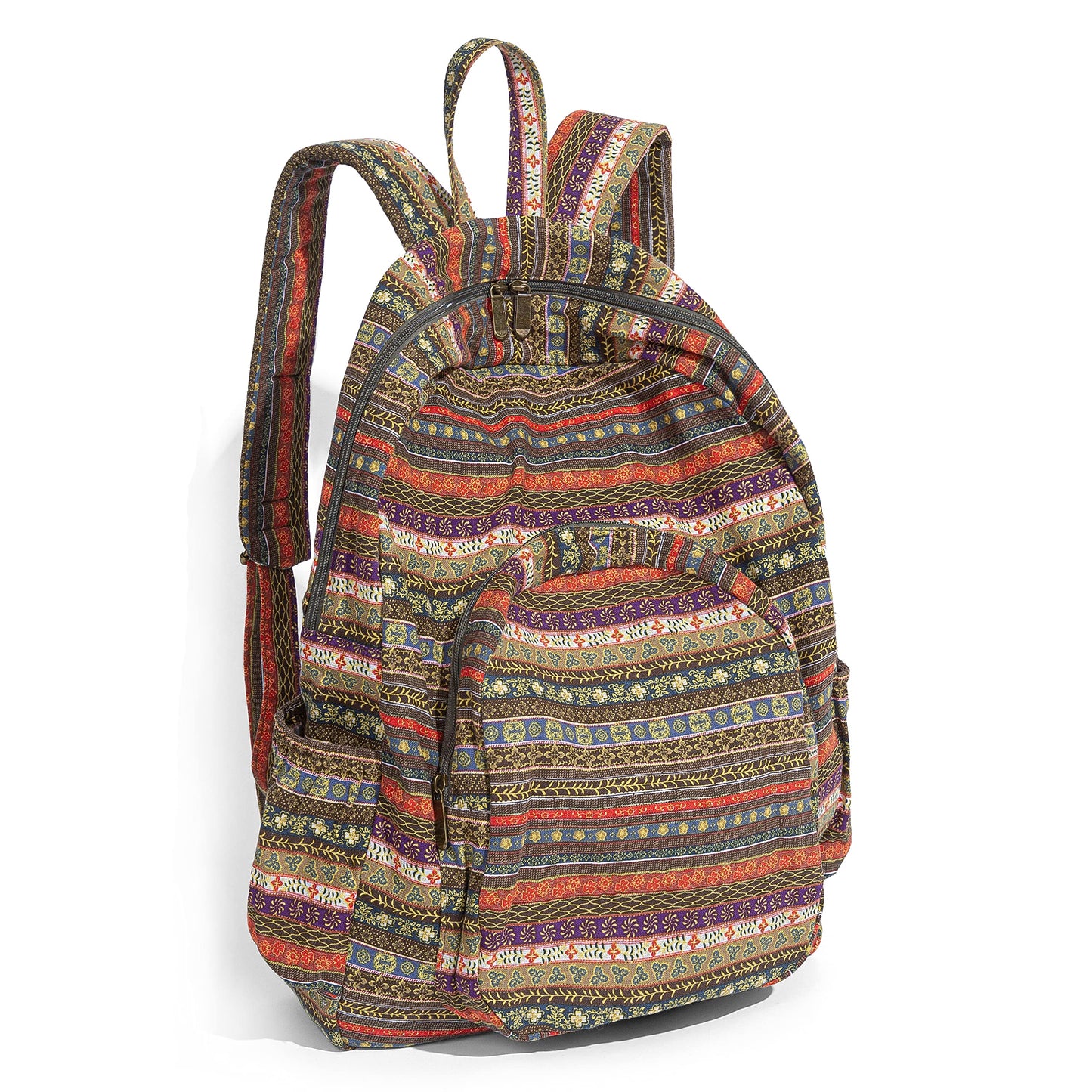 OPQRSTU Women Hippie Hand Bag Large Capacity Bohemian Bag Portable Tourist Fashion Backpacks (Green yellow)