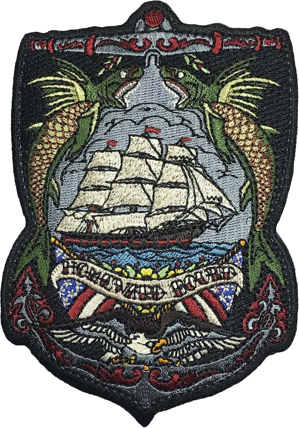 Homeward Bound Embroidered Morale Patch Based on The Nautical Tattoo