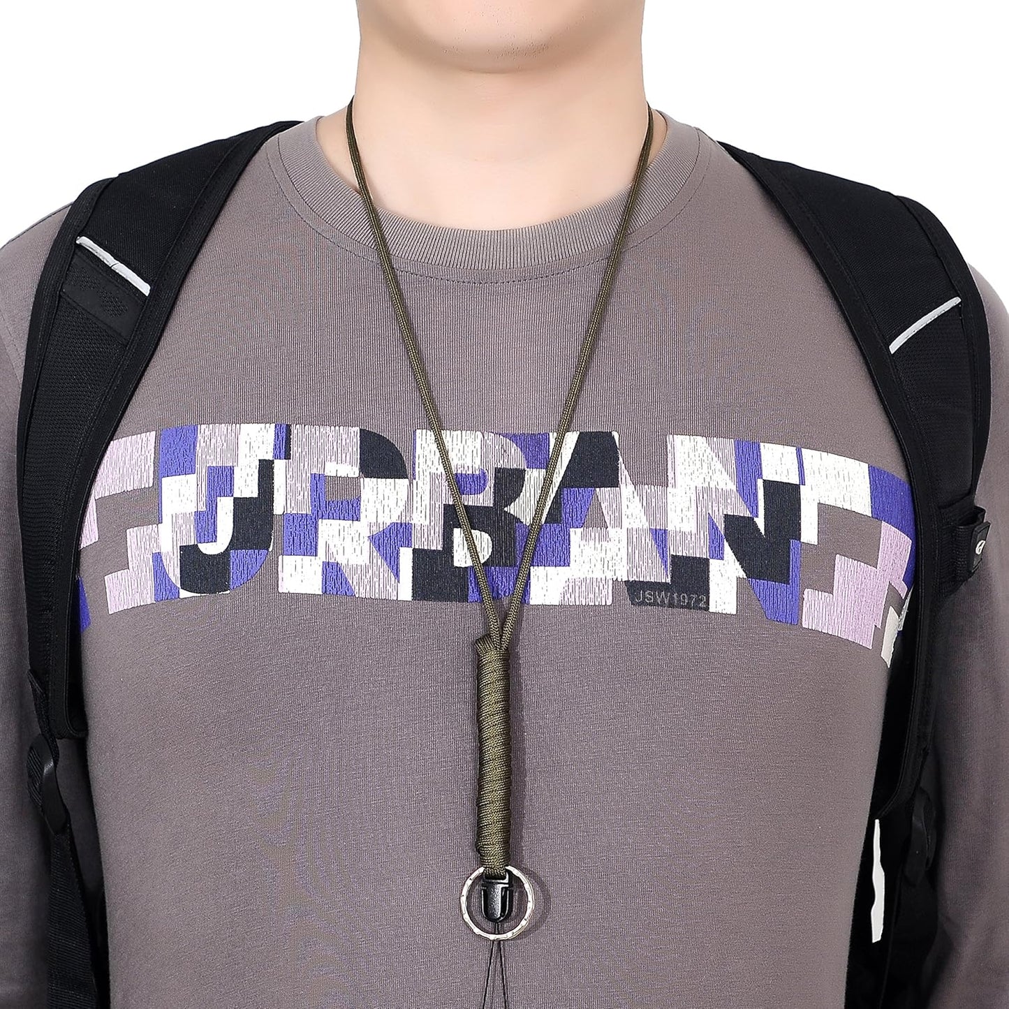 25-Inch Paracord Survival Lanyard - 2 Pack with Clip & Split Ring for Keys & ID Holders