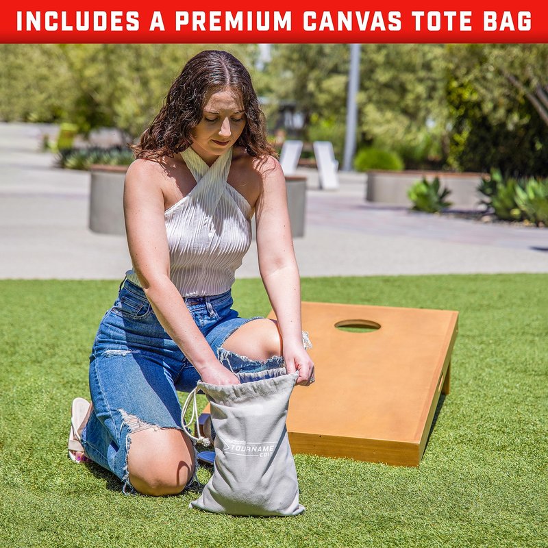GoSports Dual Sided Cornhole Bean Bags Slide & Stop Regulation Tournament Bean Bags Set of 8