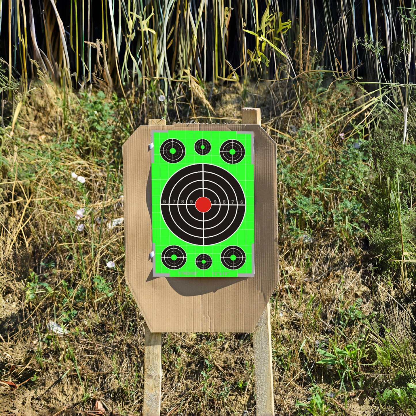 12x18 inch Fluorescent Green Circular Grid Targets with White Grid Lines, High Contrast, NonReflective Surface, Includes Carrying Bag, 25 Sheets, Ideal for Handguns, Rifles, Airguns, BB Guns