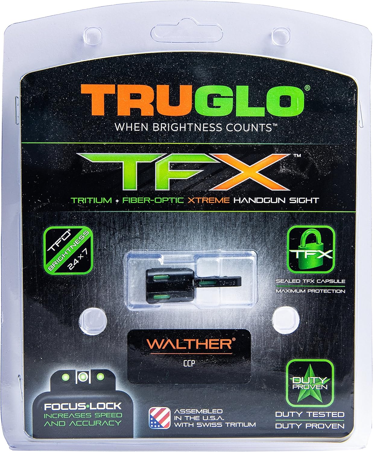 TRUGLO TFX Handgun Sight | Durable Shock-Resistant Compact Brightly Glowing Tritium & Fiber-Optic Xtreme Day/Night Sight for Handguns