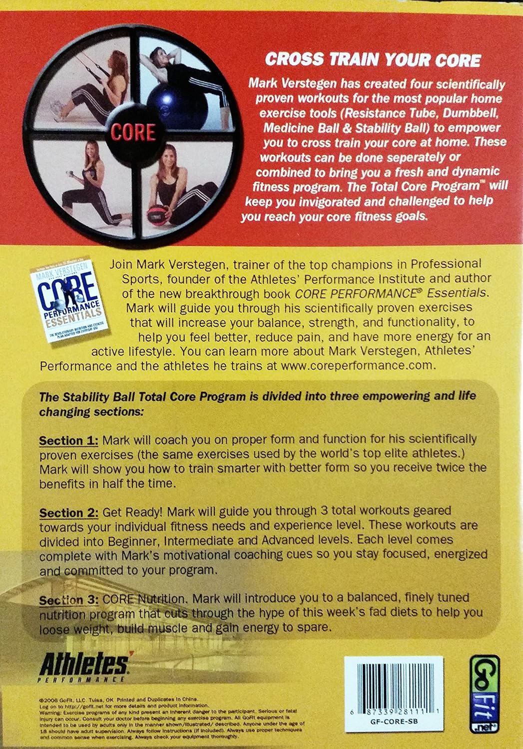 Core Fitness Total Core Program Stability Ball DVD With Workout Manual