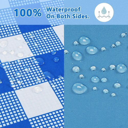 Tirrinia 60"x 80" Picnic Waterproof Outdoor Blanket, Blue Plaid Table Cloth Covers for Dining, Camping, Outdoor, Foldable Camping Blanket for Travel Family Concerts