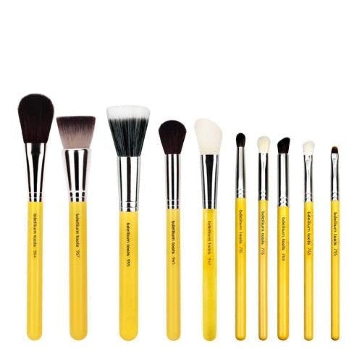 10-Piece Bdellium Tools Mineral Brush Set | Yellow Roll-Up Pouch Included