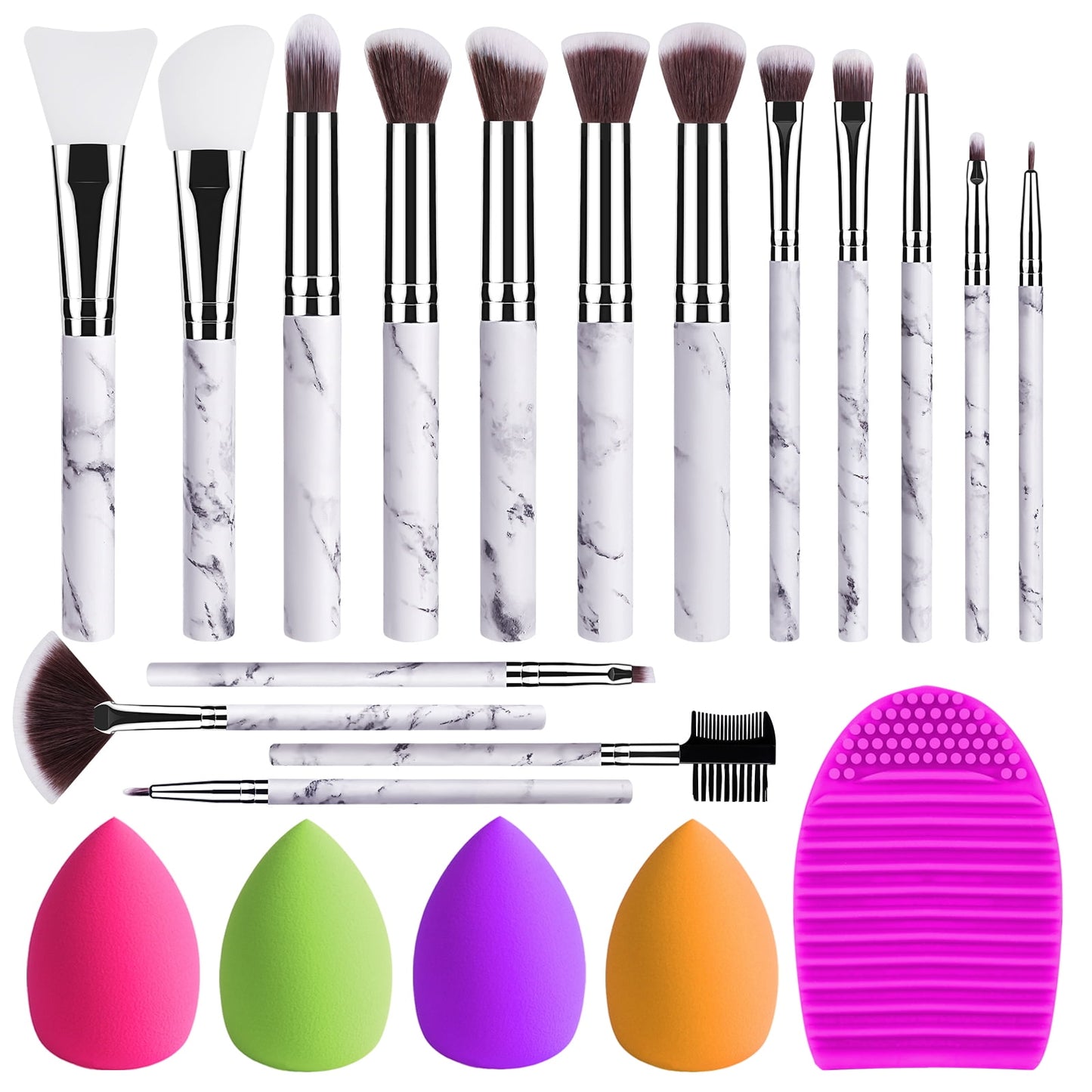 16-Piece White Makeup Brush Set | Synthetic Fibers | Perfect for Valentine's Day