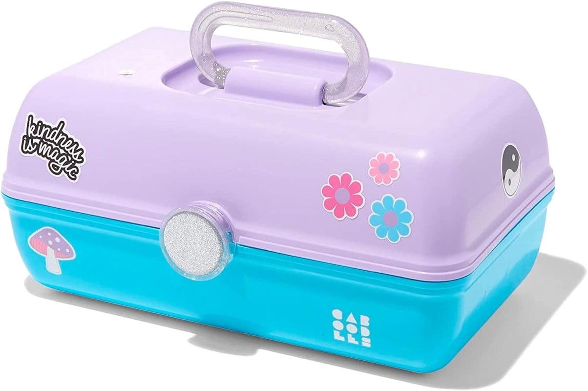 Large Caboodles Makeup Case | Travel Cosmetic Organizer for Girls - Lilac & Blue