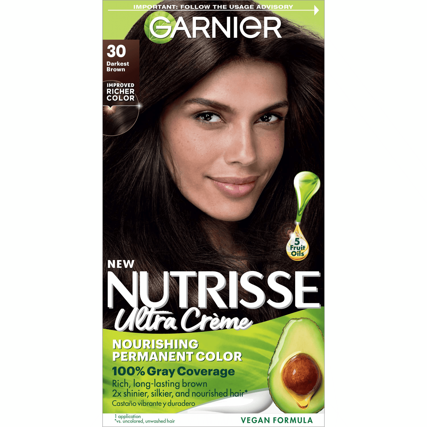 030 Darkest Brown Hair Color | Garnier Nutrisse Nourishing Creme for Adults