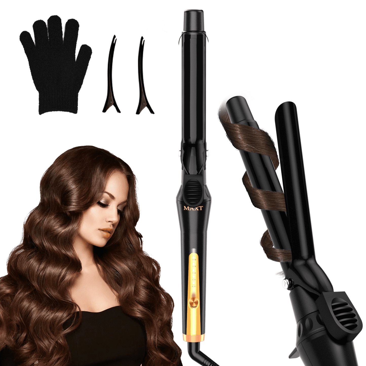 1-Inch Double Ceramic Curling Iron – Classic Curls for All Hair Lengths