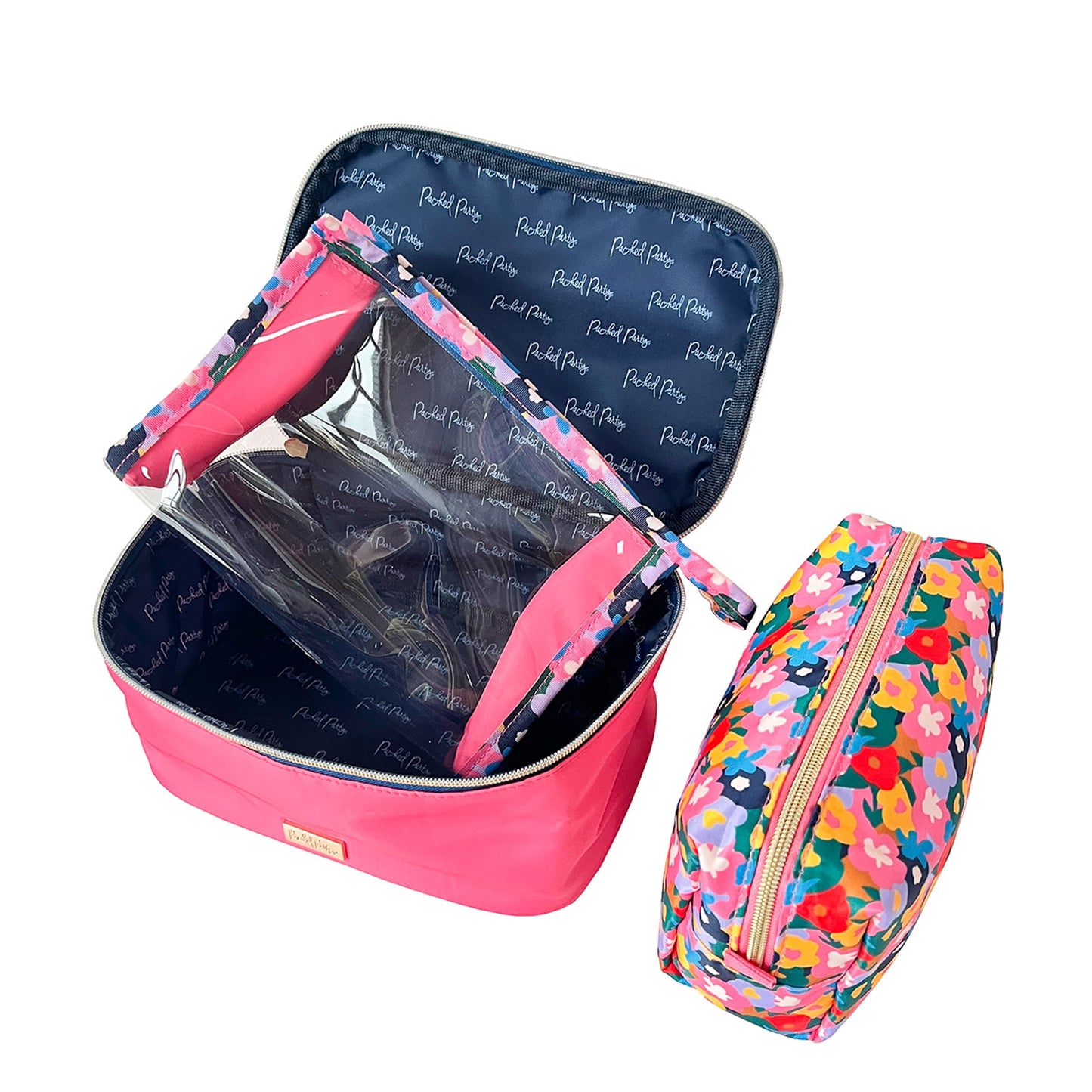 3-Piece Pink Cosmetic Bag Set | Stylish & Portable Makeup Organizer