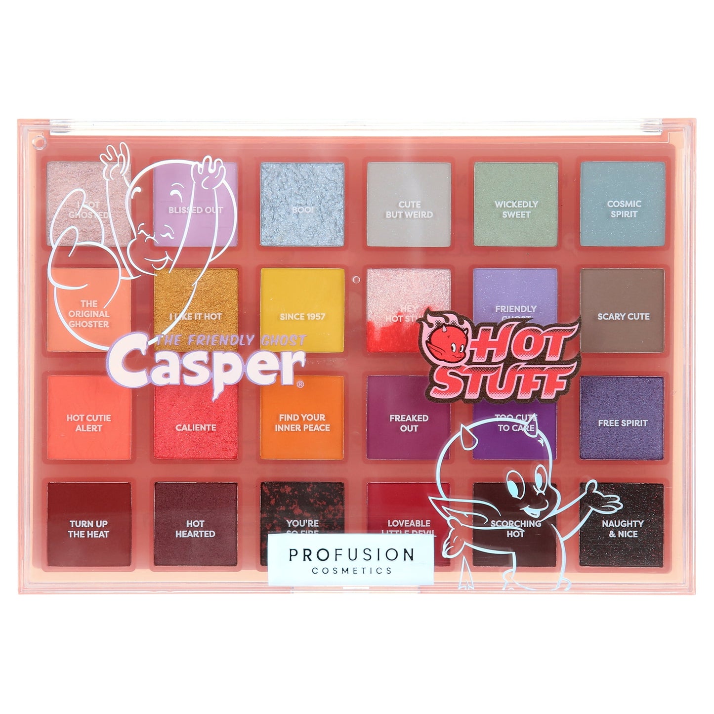24-Color Profusion Cosmetics Eyeshadow Palette | Casper & Hot Stuff Shades