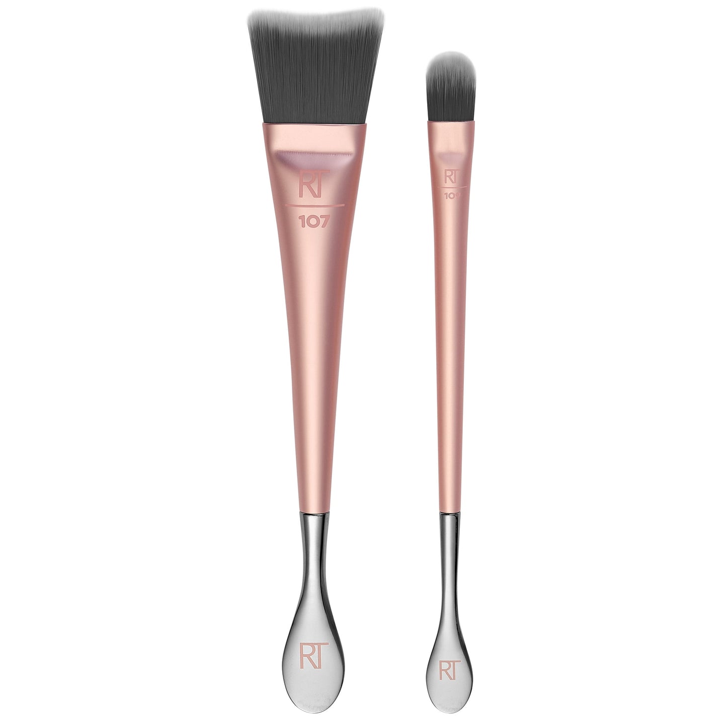 Real Techniques Skincare Brush Duo | Hygienic Stainless Steel Face & Eye Brushes