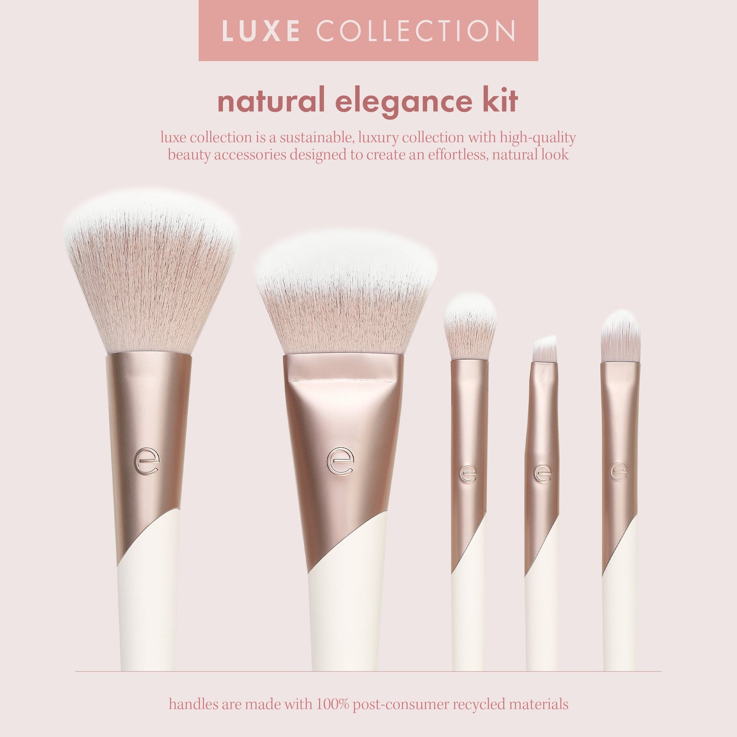 Eco-Friendly Luxe Natural Makeup Brush Set | 5-Piece for Face & Eyes