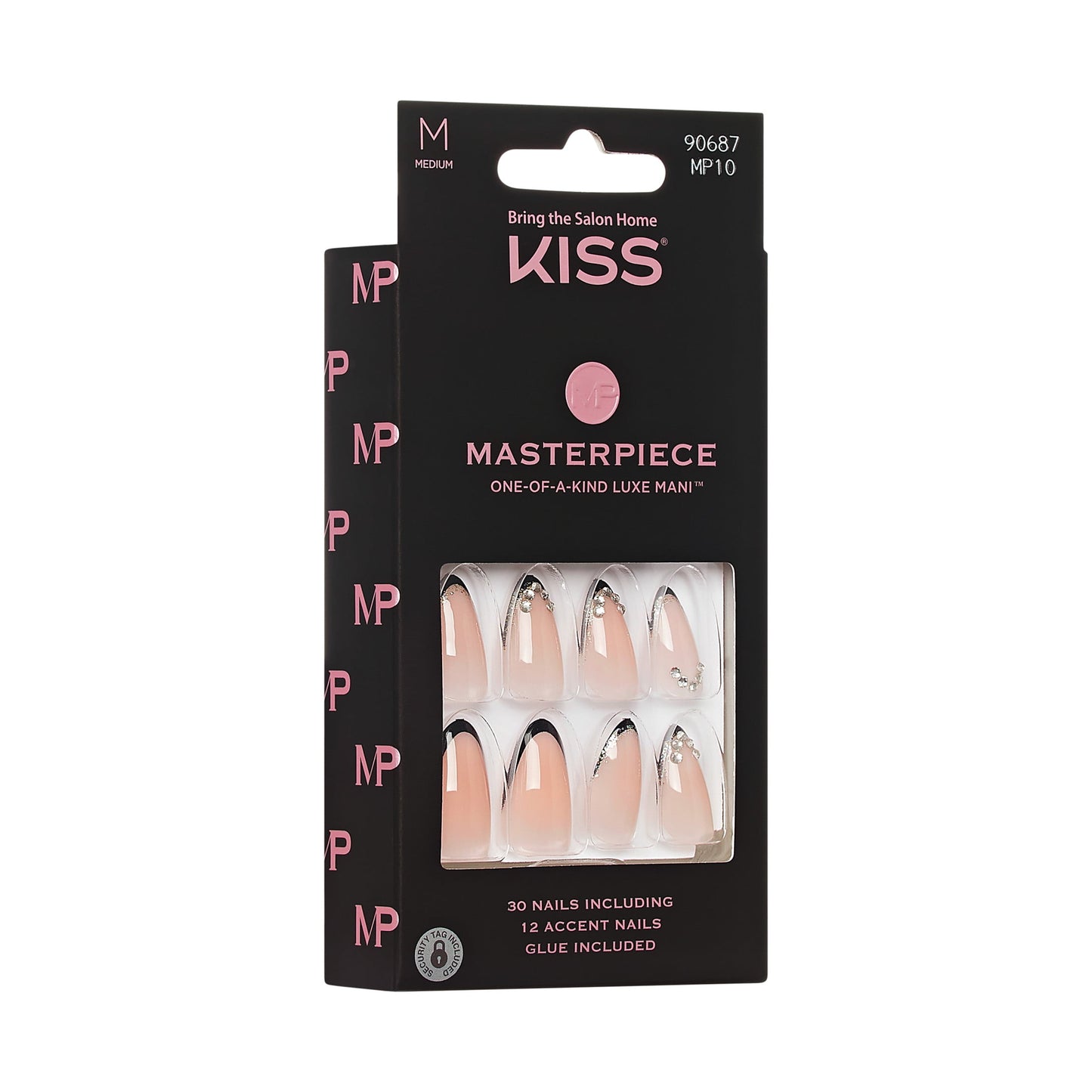 Press On Nails | KISS Masterpiece | Black Medium Almond | 30 Count
