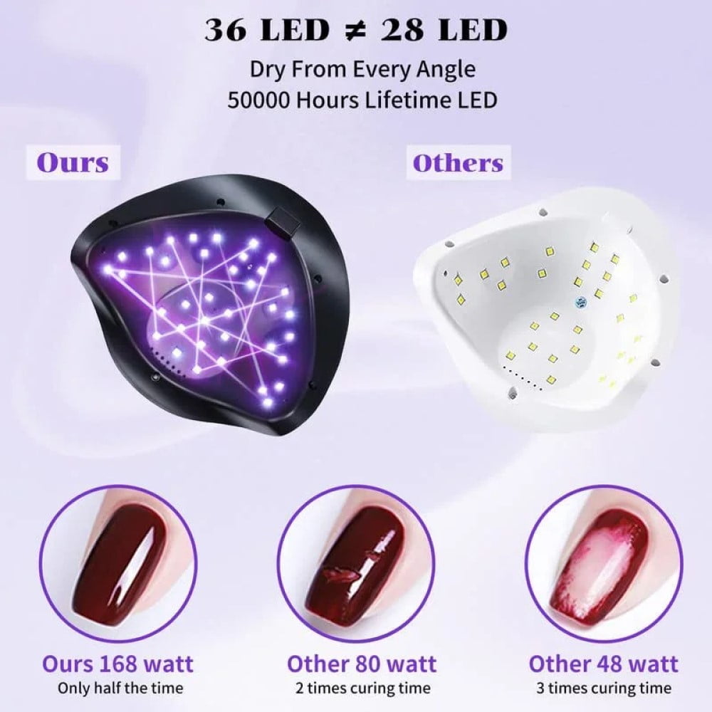 168W Professional UV LED Nail Dryer Lamp | Smart Sensor | Gel Manicure