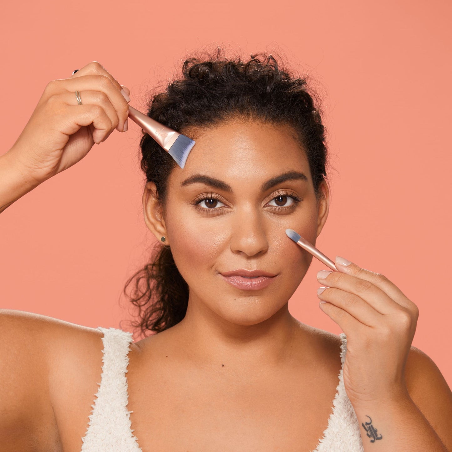 Real Techniques Skincare Brush Duo | Hygienic Stainless Steel Face & Eye Brushes