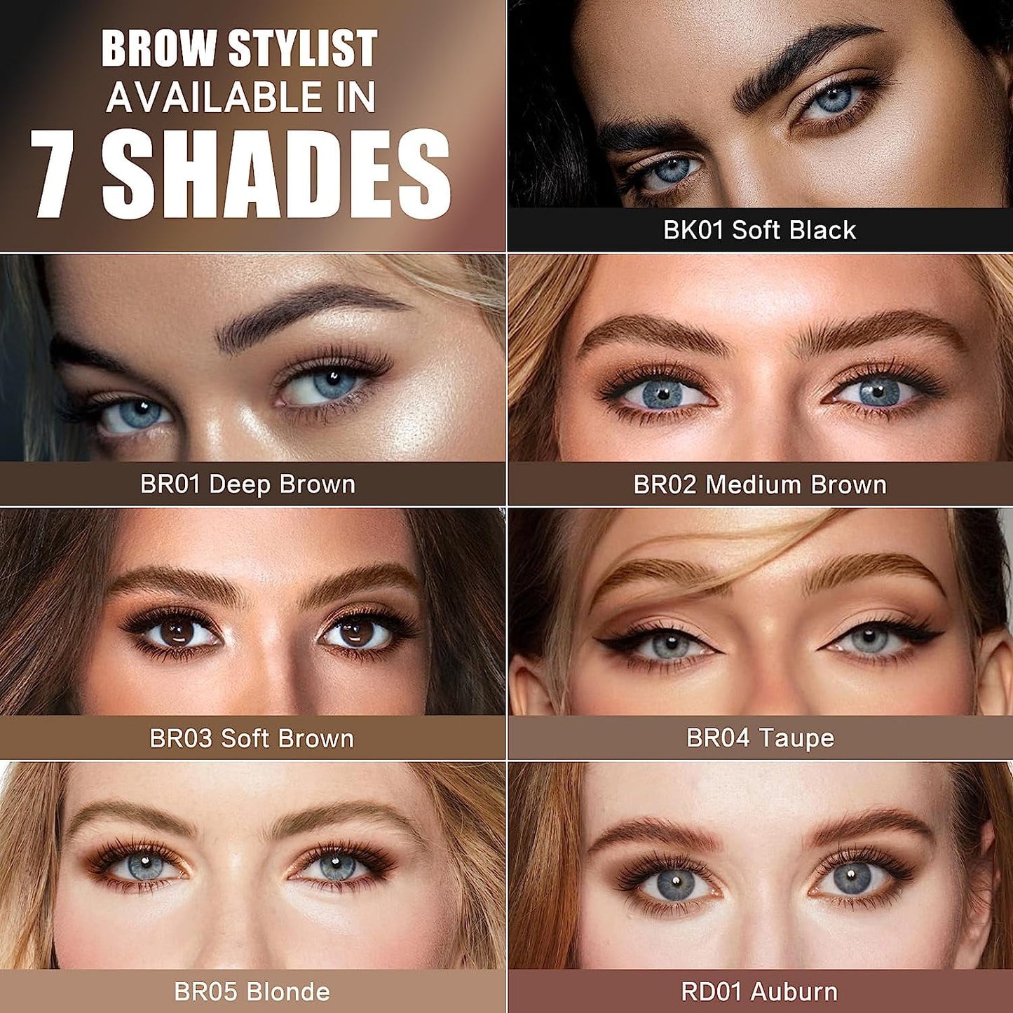 Waterproof Eyebrow Pencil | Dual-Sided Brow Brush | Deep Brown Shade