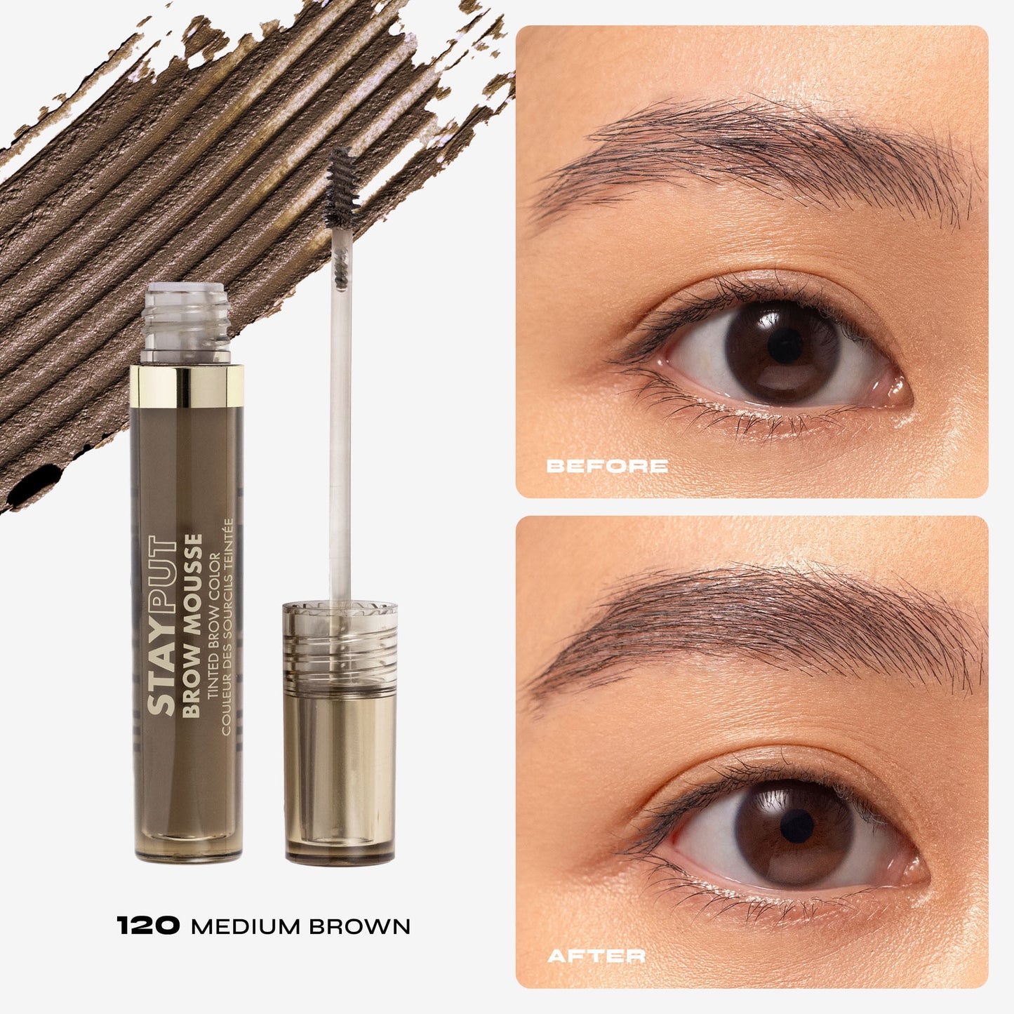 Milani Stay Put Brow Mousse | Tinted Medium Brown Color | 0.10 Fl Oz