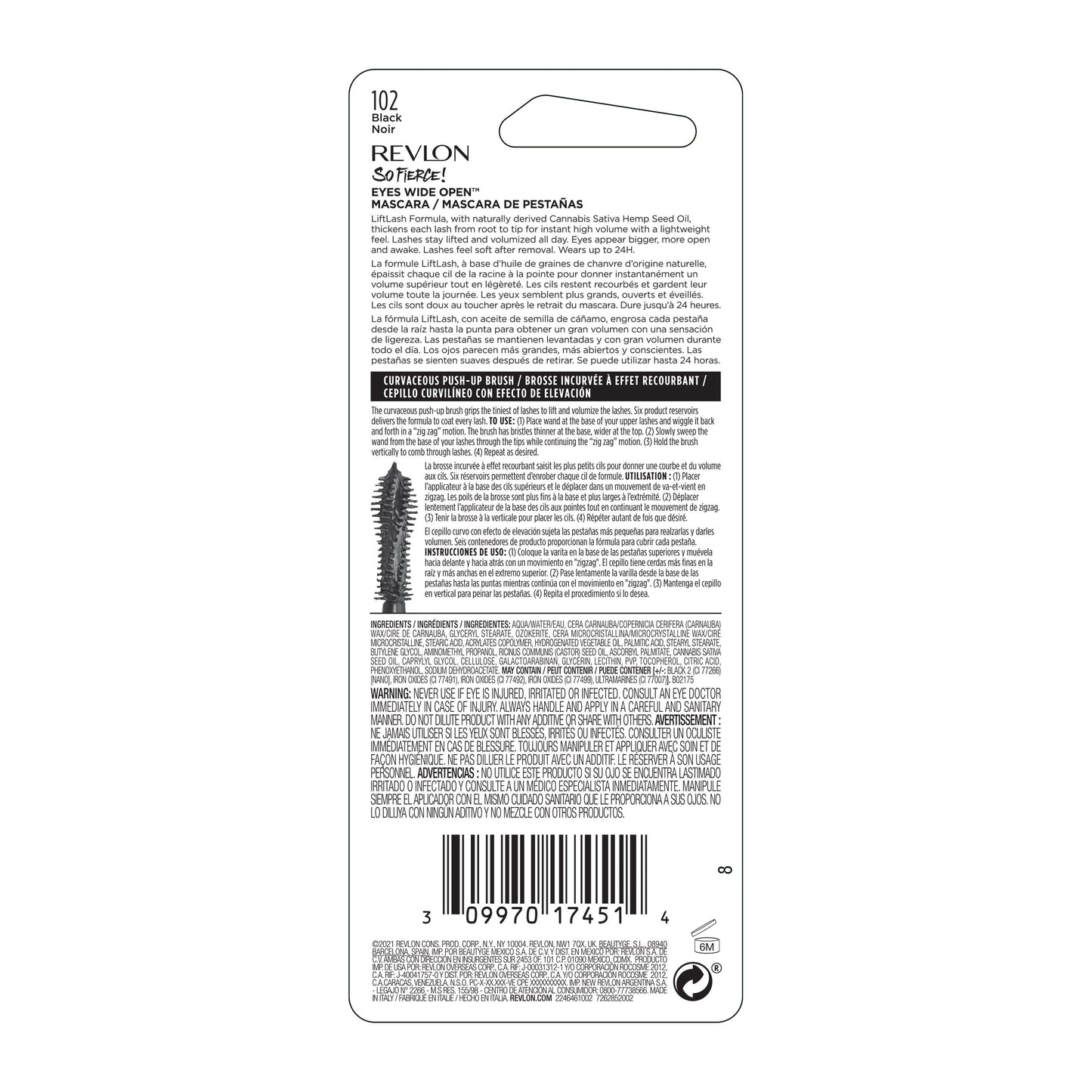 Revlon So Fierce! 102 Black Eyes Wide Open Mascara | 0.24 Fl Oz | Waterproof