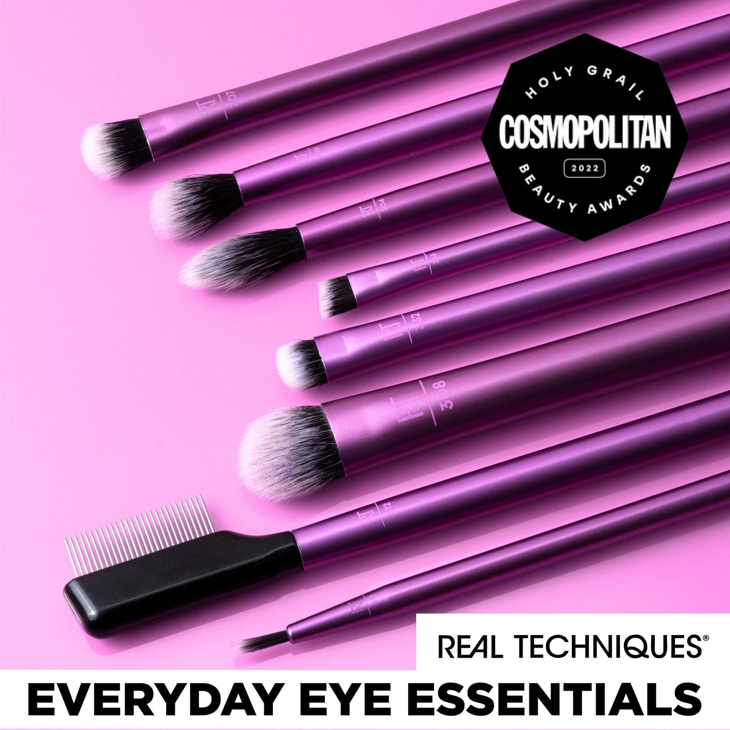 Real Techniques 8-Piece Eye Essentials Makeup Brush Kit | Shadow & Liner