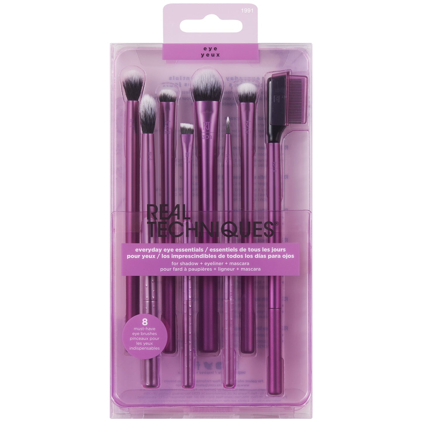 Real Techniques 8-Piece Eye Essentials Makeup Brush Kit | Shadow & Liner