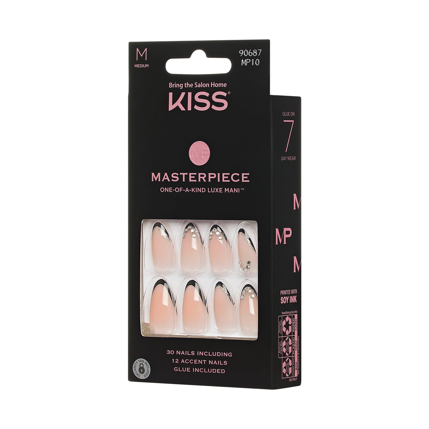 Press On Nails | KISS Masterpiece | Black Medium Almond | 30 Count